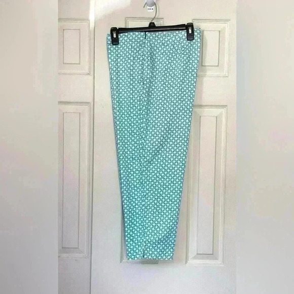 Talbots Perfect Crop Turquoise Geometric print 98% Cotton Pants Size 16 - Picture 10 of 12